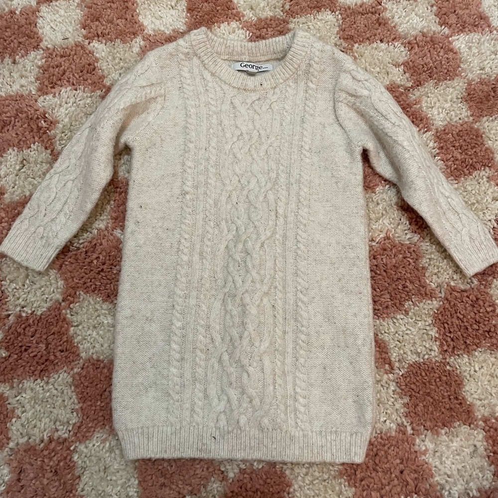 George Cable Knit Sweater Dress in Cream